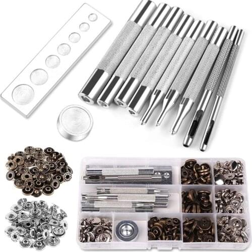 LMDZ Leather Snap Fasteners Kit,Metal Snaps with Setting Tools for Leather, 2 Color Clothing Snaps Kit for Clothing, Leather