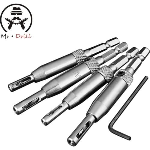 4pcs Door Lock & Hinge Drill Bit Set Self Centering Pilot Hole HSS Hex Shank Wood Tool Hole Saw DIY Wholesale Price
