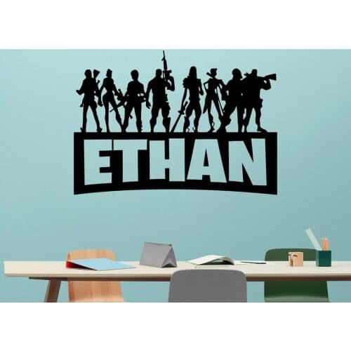 Customizable name vinyl wall sticker boy gift battle game young game player room Internet cafe decoration wall sticker muralDZ52