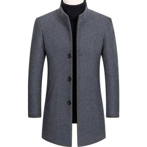 Nice New Wool & Blends Coat Men Autumn Winter Long Trench Coat Business Casual Thick Woolen Jacket Men Overcoats Brand Clothing