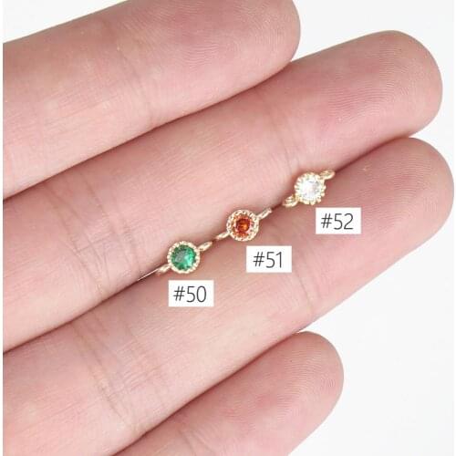 14k Gold Plated Charm 5mm Small Round Cubic Zirconia Charm Double Loop Bracelet Necklace Connector 103326