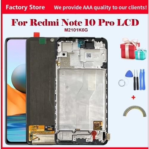 Original AMOLED for Xiaomi Redmi Note 10 Pro Display For M2101K6G redmi note 10 pro Touch Screen Digitizer Repair Parts