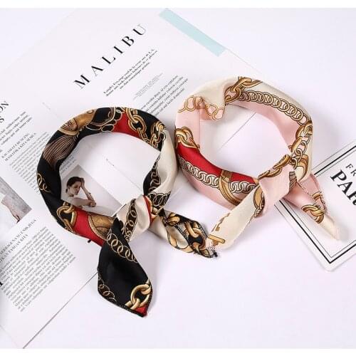 2020 Square Silk Scarf Women Print Small Neck Scarves Office Female Hair Tie Band Foulard Hand Kerchief Lady Elegant Retro Shawl