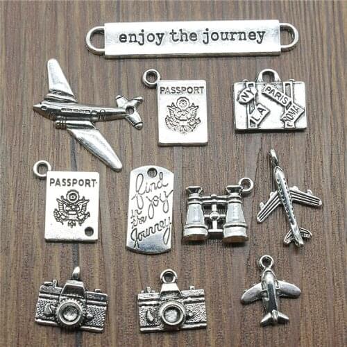 Travel Charms Journey Charms Jewelry Making Aircraft Camera Passport Trunk Charms For Bracelet Making