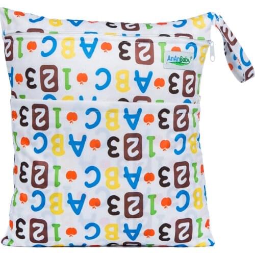 Portable Polyester Layer Baby Waterproof PUL Zipper Wet Bags Cloth Diaper Bag With Handle JW27