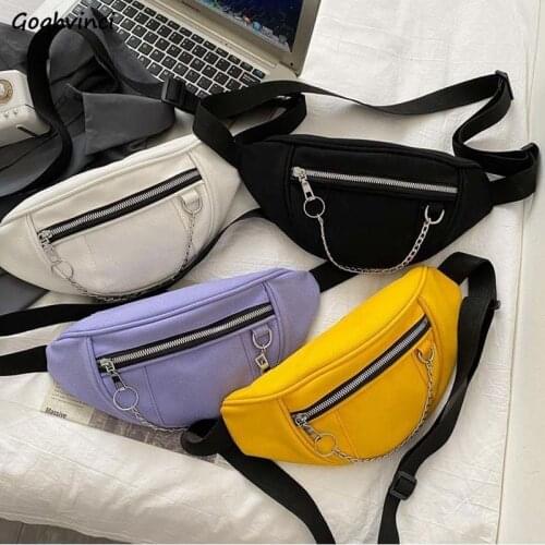 Waist Packs Unisex Retro Harajuku Students All-match Chain Fanny Pack Teenager Ins Leisure Simple Chest Crossbody Canvas Bag New