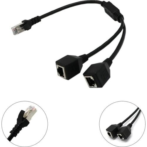 RJ45 1 Male to 2 Female Port Ethernet Network Cable Splitter Extension Connector