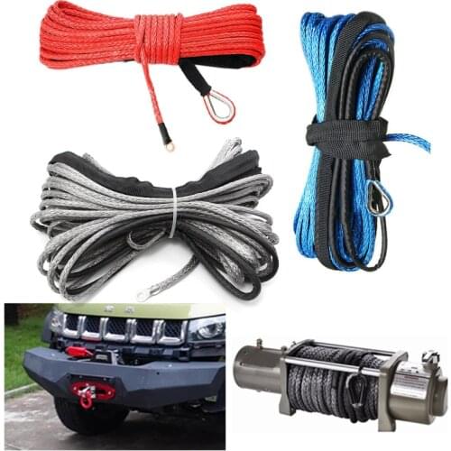 15m 7700 Lbs Synthetic Winch Rope String For ATV UTV Off-Road Line Cable With Sheath Gray Towing Rope Car Rescue Maintenance New