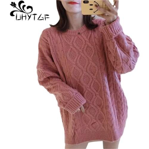 UHYTGF Plus Size Pullover Sweater Women Spring Autumn Clothes Knit Woman Sweaters Long Sleeve Twist 9 Colors Mujer Suéteres 933