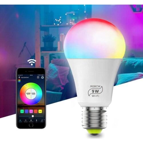 E27 Smart Control Lamp Led RGB Light Dimmable 9W RGBW WiFi LED Magic Lamp Colorful Changing Bulb Lampada RGBW Home Decor E26