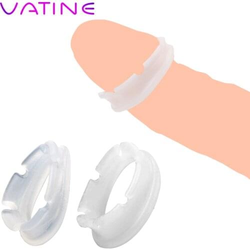 VATINE 2pcs Glans Delay Trainer Foreskin Correction Foreskin Resistance Ring Cock Penis Widening Rings Tassel Penis Ring