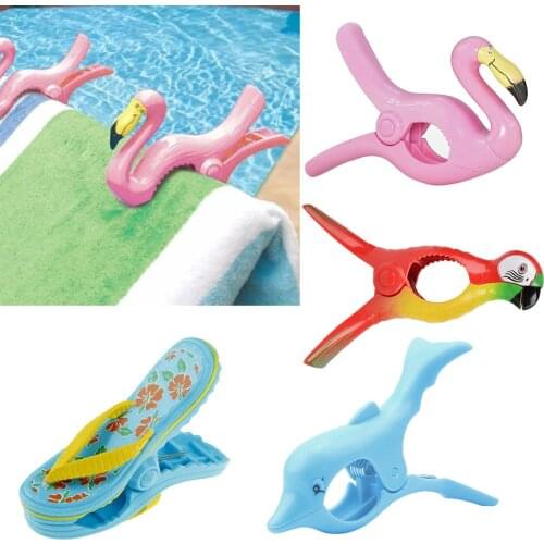 Creative Animal Shape Pegs Drying Racks Plastic Beach Towels Clips Pool Sunbeds Anti Wind Clips Sun Lounger Large Towels Pins