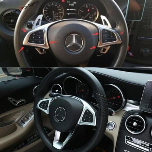 Yimaautotrims Interior Refit Kit For E-Class W213 / C Class W205 / GLC X253 2016 - 2021 Car Steering Wheel Frame Cover Trim