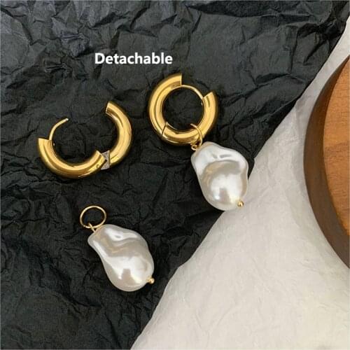 High End Vintage Baroque Imitation Pearl Circle Earrings Irregular Pendientes Fashion Women Jewelry 2021 Boucle Oreille Femme