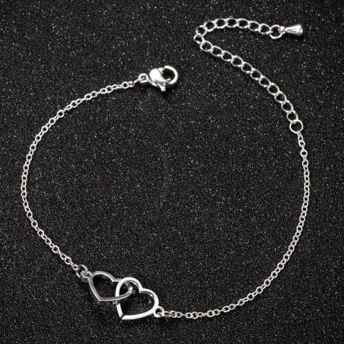WANGAIYAO2021 new fashion wild double love ladies bracelet sweet and romantic small fresh peach heart pendant hand jewelry femal
