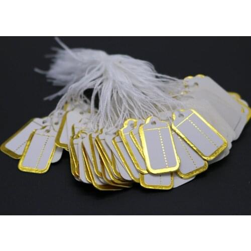 100pcs Jewelry String Cord Price Tags Custom Printing Blank Label Gold Silver Display Accessories Jewellery Store