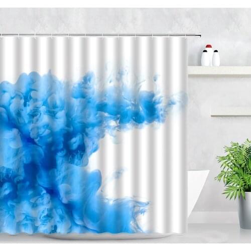 Blue Ink Smoke Shower Curtains Color Water Color Abstract Art Modern Fashion Home Bathroom Decor Hooks Screen Bath Curtain Set