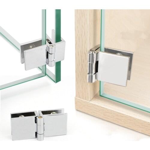 Zinc alloy glass clamp 5-8mm Bilateral Clip 90 180 Degree glass door hinge for Show Wine cabinet Support connector hardware