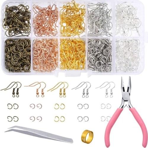 1128 Pieces Earring Making Supplies Kit with Earring Hooks, Jump Rings, Pliers, Tweezers, Jump Ring Opener for Earrings Making a