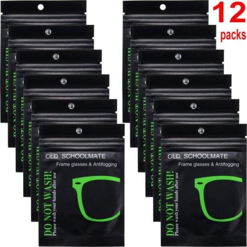 12Pcs Reusable Anti-Fog Wipes Glasses Pre-moistened Antifog Lens Cloth Defogger Eyeglass Wipe Prevent Fogging for Glasses ^_
