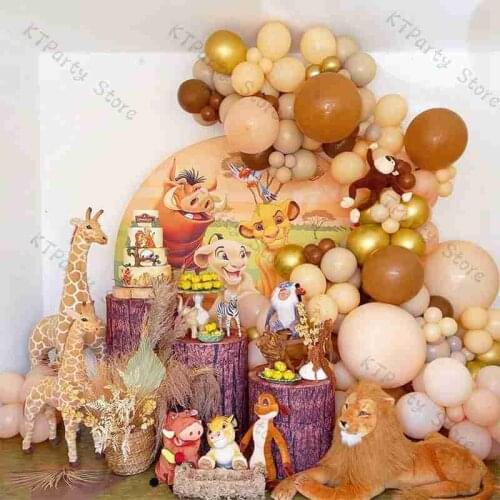 137pcs Nude Balloon Garland Kit 1st Birthday Party Decoration Yellow Cocoa Gold Ballon Arch DIY Baby Shower Decor Animals Globos