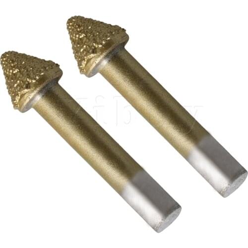 2x CNC Router Bit Tool 60 Degree Taper Head Brazed Diamond Rotary Burrs