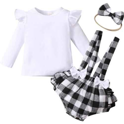 0-2Yrs Baby Girls Clothes Suits Ruffles Sleeve T-Shirts Tops Belt Shorts Headband 3Pcs Spring Kids Girls Clothing Outfits