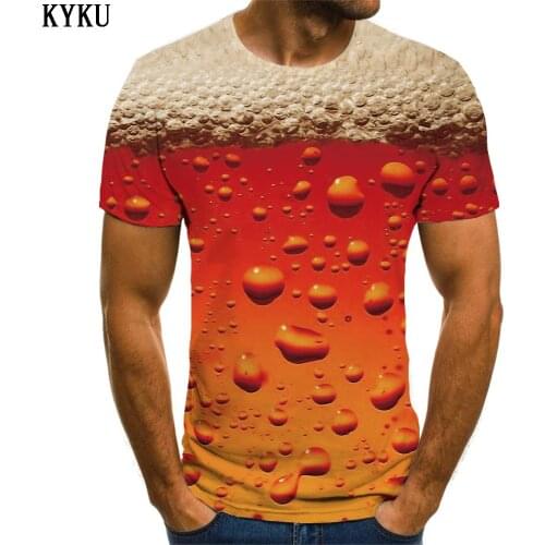 3d Tshirt Beer T-shirt Men Orange Funny T shirts Time T-shirts 3d Letter Tshirt Printed Mens Clothing T shirts Cool Slim Tops