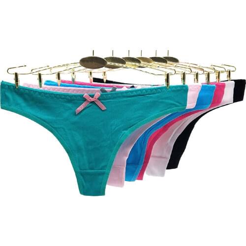 Moonflame 5 pcs/lots New Arrival 2020 Sexy String Women Cotton Panties Woman Underwear With Bow 87295