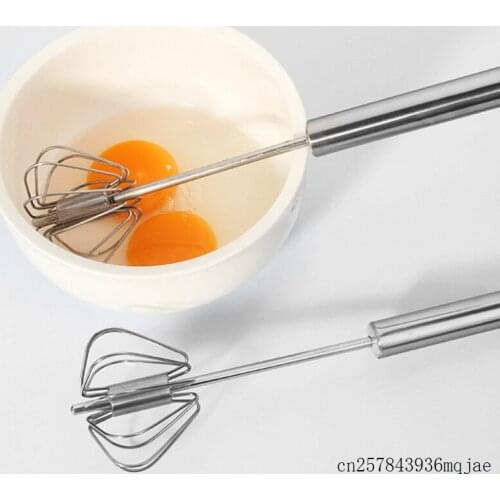 50pcs Mini Egg Stirrer Hand Whisk Stirrer Manual Easy Whisk Mixer Foamer Rotate Blender Stainless Steel