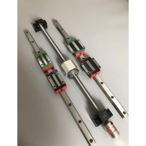 6 set Square Linear guide sets 400/700/1000mm + 3pcs Ballscrew 1605 - 400/700/1000mm + 3set BK/B12 + Coupling for CNC parts