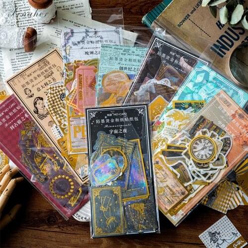 60 Pcs/lot Vintage Bronzing universe coffee Renaissance paper sticker package DIY diary decoration sticker album scrapbooking