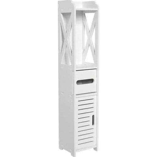 80x15.5x15CM Bathroom Toilet Cabinet White Wood Cupboard Shelf Tissue Storage Rack Bathroom Storage Shelf