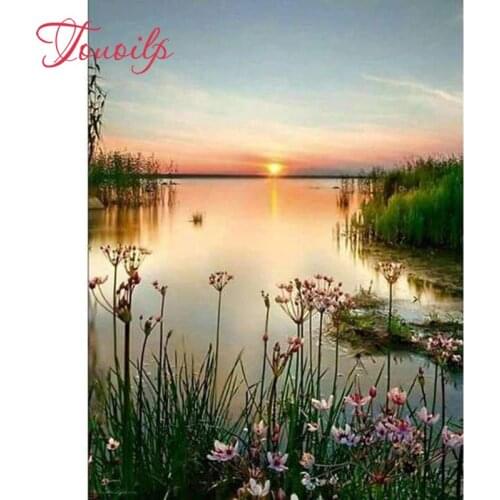 TOUOILP Full Square/Round Drill 5D DIY Diamond Painting "Meer Zonsondergang" Embroidery Cross Stitch Mosaic Home Decor Gift