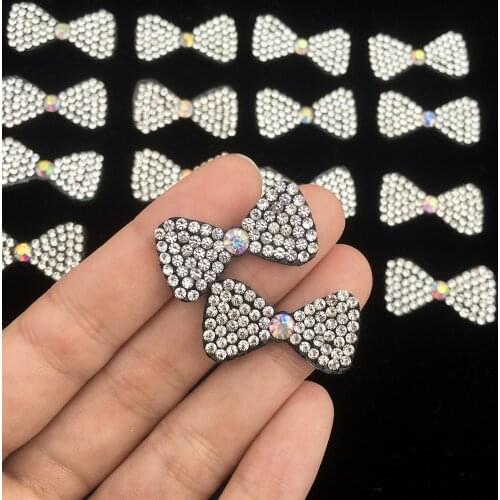30PCS Rhinestone Bow Patch Appliques for Babys Crafts Headwear Accessories DIY Hair Clips Decoration Wholesale