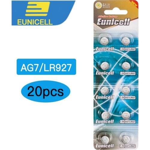 20pcs AG7 LR927 LR57 SR927W 399 GR927 395A 1.55V Button Cell coin Battery batteries for Watch Toys Remotes