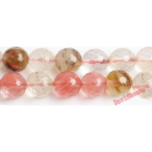 Free Shipping faceted Colorful Volcano Cherry Crystal Watermelon Skin Natural Stone Beads DIY jewelry making DIY Semi Product