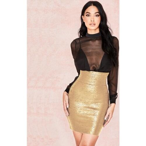 Free Shipping Wholesale New Skirt Golden Silver Black Fashion Match Profession Half-Step Sexy Mermaid Bandage Pencil Skirt