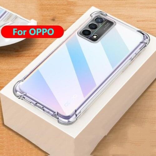 Luxury Clear Shockproof Phone Case For OPPO Reno 2 3 4 5 Z Pro Z 4G Realme 3 5 6 7 8 Pro C20 C21 5G Crystal Clear Soft TPU Case