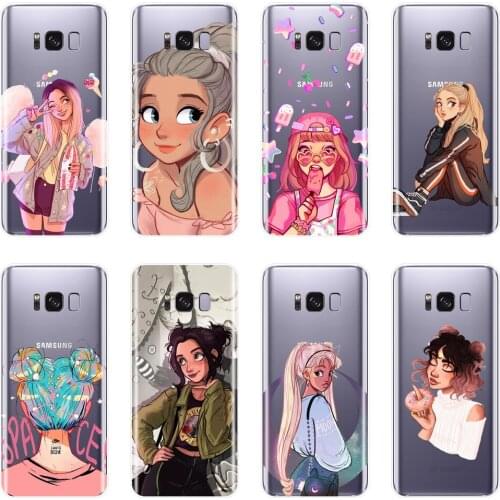 Phone Case For Samsung Galaxy Note 9 8 5 4 Kawaii Girl Kpop Silicone Soft Back Cover For Samsung Galaxy S5 S6 S7 Edge S8 S9 Plus