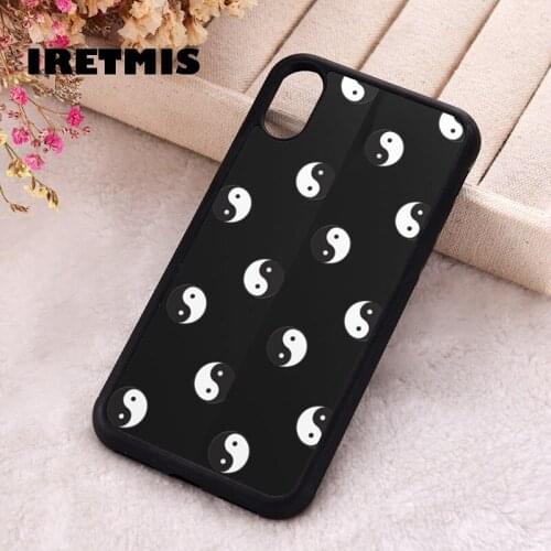 Iretmis 5 5S SE 2020 Phone Cover Case for iPhone 6 6S 7 8 Plus X Xs XR 11 12 Mini Pro Max Rubber Black & white Yin Yang pattern