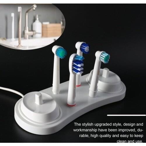 Electric Toothbrush Holder Bracket White 2 Toothbrush Stander Base Support Holder 4 Tooth Brush Heads Base With 1 Charger Hole