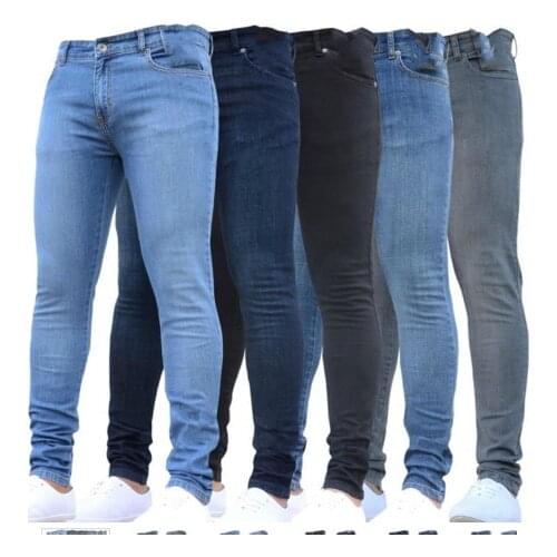 Jeans Men Streetwear Boyfriend Pencil Pants Solid Autumn Winter Skinny Jean Hip Hop Goth Punk Clothes Plus Size Denim Trousers