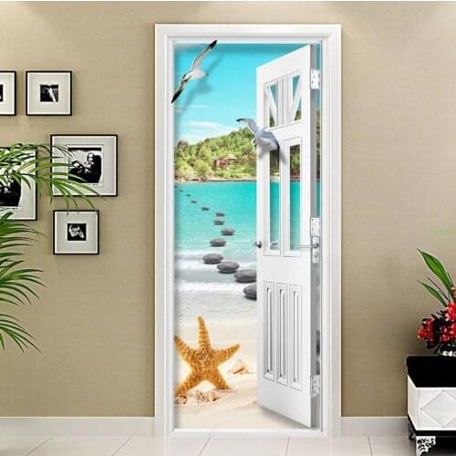 Photo Wallpaper Modern Seaside Landscape Mural Living Room Bedroom Home Decor Door Sticker PVC Self Adhesive Waterproof 3D Mural
