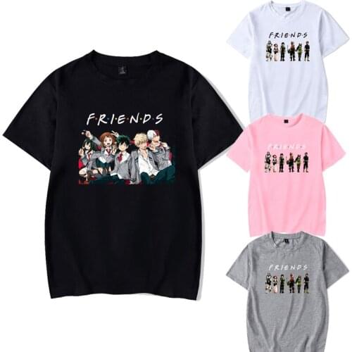 Unisex Trendy My Hero Academia Friends Graphic T Shirt New Summer Cotton Print T-shirt Harajuku O Neck Men Women Tee Tops Gift