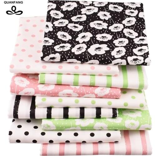 QUANFANG Flower series Twill Cotton Fabric For DIY/Quilting/Sewing/Baby/Childrens/Sheet/Pillow Material 50x160cm or 50x80cm
