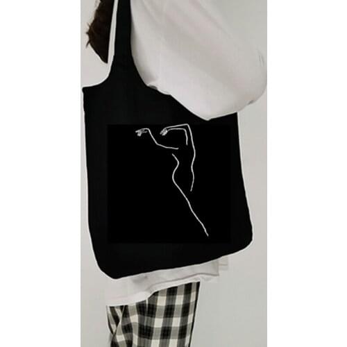 Women Canvas Bag Art Large Capacity Tote Printed Abstract Bag Shoulder Bags Handbag Eco Cotton Cloth Fabric Shopping Bags Girls