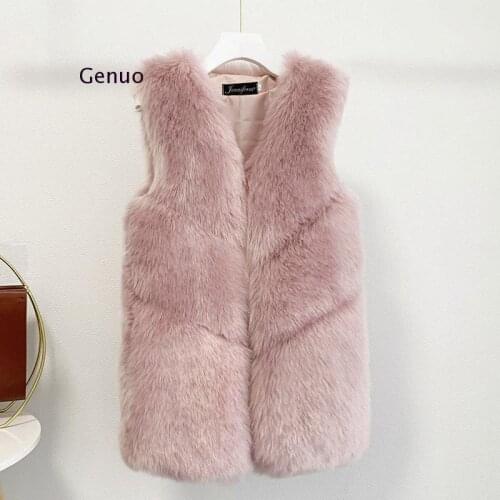 Faux Fur Loose Big Size Coat Warm Jacket Autumn Winter Casual Elegant Ladies Outwear Fashion Sleeveless Female Plus Size