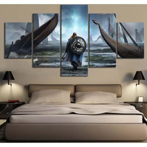 Canvas Painting Wall Art Modular Pictures 5 Pieces/Pcs Vikings Movie HD Printing Poster Home Decorative Modern Living Room Frame