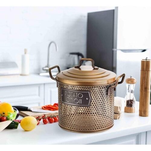 The Mia Potato & Onion Storage Box - Gold Plated 30x30